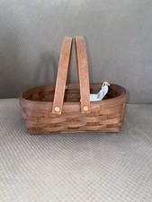 Longaberger Small Oval Muffin Basket. Rich Brown Stain. Tags still attached picture