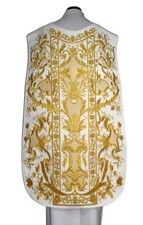 Roman chasuble white embroidered eucharistic motif, velvet picture