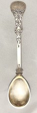 MAGNUS AASE Norway 830S Silver BOW FLOWER SPOON Antique JUNE 1925 C. Berg picture