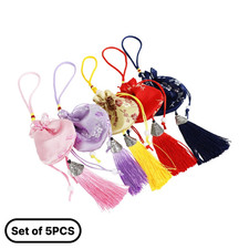 Korean Traditional Lucky Bag Mini Pouch Tassel Charm Set of 5 picture
