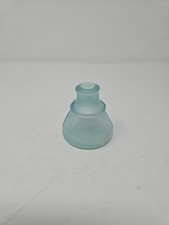 Vintage Cylindrical Cone Aqua Clear Transparent Glass Inkwell  - Early 1900's picture