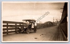 K63/ Interesting RPPC Postcard c1910 Early Automobile Bridge Woman 299 picture