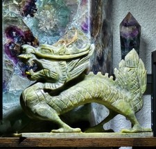 Vintage Carved Xiuyan Jade Chinese Dragon, Large, Lovely Piece picture