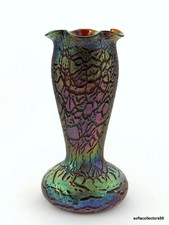 Rindskopf Rubina (Ruby) Iridescent Crackle Tall Jugendstil Art Glass Vase  picture