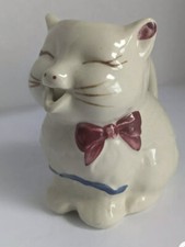 Shawnee 1950’sCeramic Puss N Boots Smiling Cat Milk Creamer Pitcher 5” USA KK2 picture