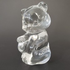 Fenton Glass Bear - Crystal Clear Figurine - Diamond Heart April Birthstone 3.5
