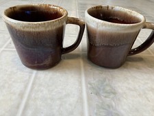 McCoy Brown Drip Glaze Coffee Mugs Cups Pottery USA Set of 2 Vintage picture