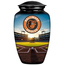 Black Baseball Theme Baltimore Orioles Cremation Urn Adult Human Ashesship fedex picture