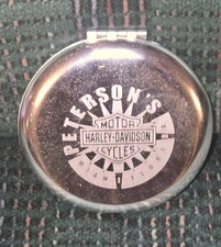 Vtg. Peterson's Harley-Davidson Miami Fl. Compact Pocket Mirror Metal Rare picture