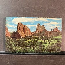 Vista of Garden of the Gods Pikes Peak Region Colorado Vintage die-cut Postcard picture