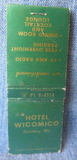 Hotel Wicomico Salisbury Maryland Vintage Matchbook Cover LC11 picture