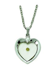 Ladies Sterling Silver Heart Mustard Seed Christian Medal Pendant Necklace picture