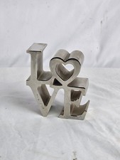 LOVE Paperweight Robert Indiana Style Chrome Pop Art Mid Century Modern Vintage  picture