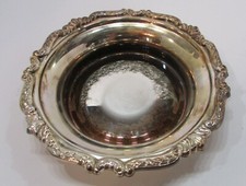 Vintage Sheridan Tauton Silverplate Ltd Lion Logo 2x8 Scrolled Rim Serving Bowl picture