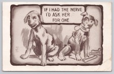 1910 Antique Comic Postcard Two Dogs Bones 