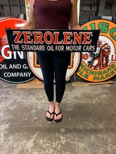 Antique Vintage Old Style Sign Zerolene Oil Made in USA picture