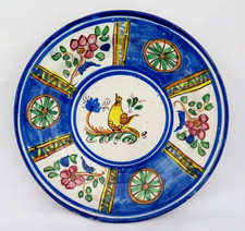 Antique 1800s Large Faience Majolica Pottery Platter Manises, Spain ROOSTER  13