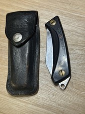 Vintage NORMARK Super Swede Folding Pocket Knife With Leather Sheath picture