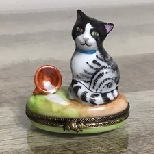 Peint Main Limoges France La Boutique Cat Spilled Milk Limited Edition 2/250 picture