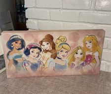 NEW HTF Disney Princesses Large Art Framed Canvas Picture 12 H x 24L x 1 1/2 D picture