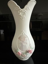 Vintage Precious Moment Porcelain Bisque Flower Vase picture