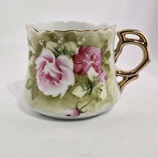 Vintage Lefton Heritage Green Hand Painted Teacup 1950's picture
