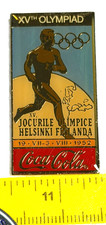 Olympic Coca-Cola 1952 Summer Helsinki Finland Enamel Lapel Tack Pin  picture
