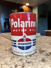 VG++ Standard Oil Polarine Motor Oil Can — Torch Logo — Vintage Quart Tin — Gas picture