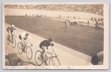 RPPC Bicycle Track Race Cyclists McFarland Cramer Clark Postcard picture