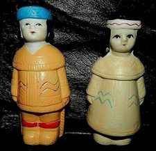 Collectible Native American Salt & Pepper Shakers Porcelain Bisque? Hand-Painted picture