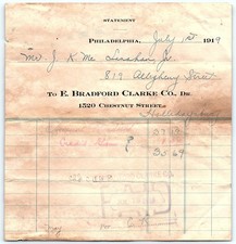 1919 Philadelphia Billhead, E. Bradford Clarke Co. picture