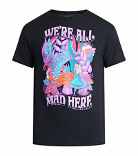 Disney Alice in Wonderland We’re All Mad Here Graphic T-Shirt Black 3XL Unisex picture