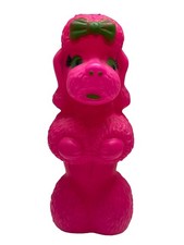 Vintage Pink Poodle A.J. Renzi 1965 Plastic Blow Mold Piggy Bank 15” picture