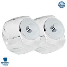 Glass Jar Set of 2 One Gallon Clear with Silver Metal Lids Wide Mouth Food picture