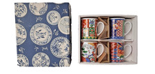 4 vintage Imari-style gold rimmed porcelain cups made in China w/decorative box picture