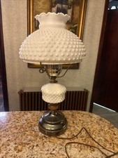 Vintage Hobnail Milk Glass Hurricane Table Lamp 20” picture