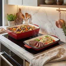 Rectangular Enameled Cast Iron Pot With Lid Non-Stick Baking Roasting Cookware picture
