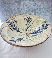 Antique 19th Century Spanish Fajalauza Lebrillo- Hand-Painted Terracotta Bowl picture