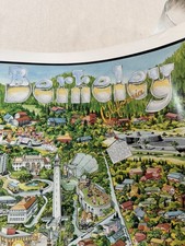 Vintage Berkeley California Illustrated Map Poster UC Berkeley Local Businesses picture