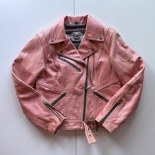 Vintage Y2K Harley-Davidson Cycle Queen Women's Pink Leather Motorcycle Jacket picture