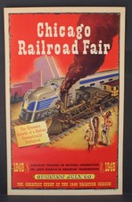 Original 1948 1949 Chicago Railroad Fair Opening Poster 14x22 Xlnt Cond picture