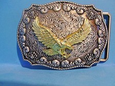 Beautiful Gold Eagle Belt Buckle gold and pewter Finish USA picture