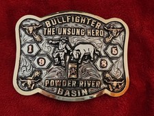 Rodeo BULLFIGHTER Champion☆1985☆Powder River Basi☆X~Treme☆Trophy Buckle☆Rare☆T10 picture