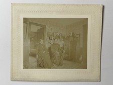 Antique 1880s Cabinet Card Photo of Couple Sitting In Living Room of Their House picture