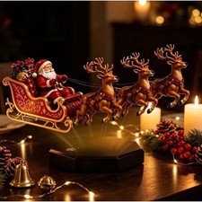 Levitation Santa Sleigh Display Floating Christmas Santa Claus Reindeer Decor... picture