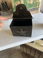 Vintage IHI (India) Tin Wall Pocket Storage Box Texas Star Western Rustic Decor picture