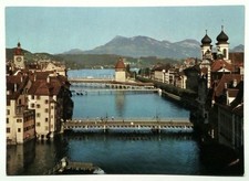 Vintage Lucerne and Righi Switzerland Photochrome Lithograph Postcard picture