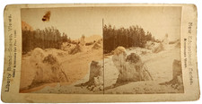 Antique Stereoview Mt Schurz Geyser Yellowstone Liberty Brand picture