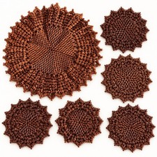 Vintage 1960s Koa Seed Doily  11” Round Dark Brown Hawaiian Acacia Tree Seed picture