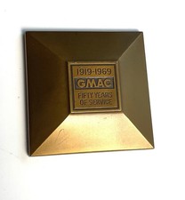 Vintage GMAC Fifty Years Of Service Heavy Brass Paperweight GM picture